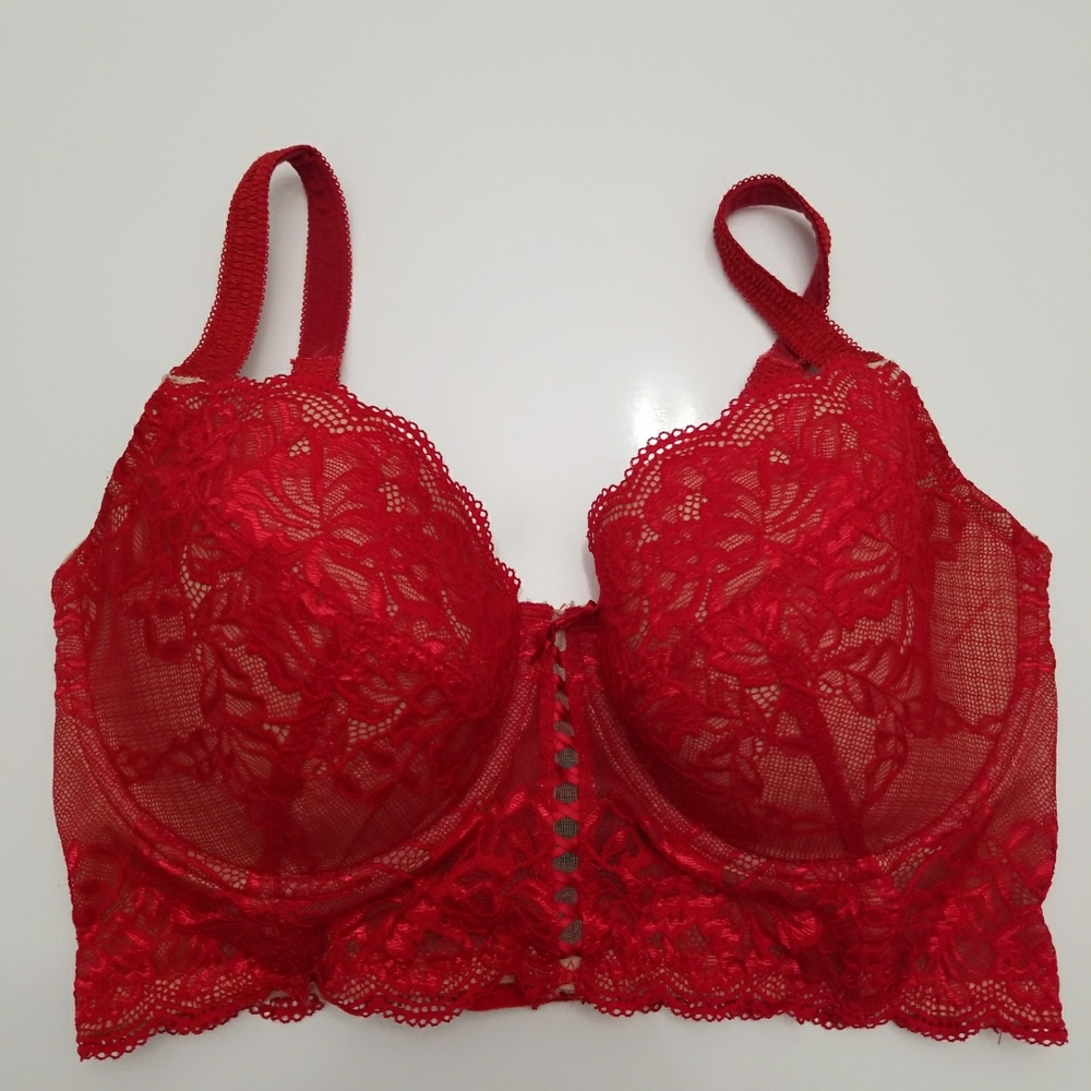 Frederick's of Hollywood Red Lace Bra Size 34F
